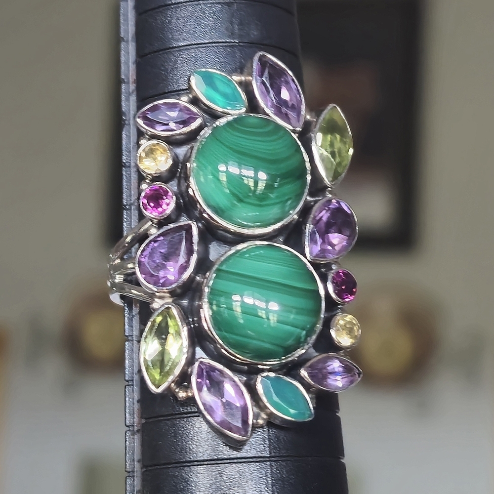 Nicky Butler RAJ COLLECTION 925 Sterling Silver Malachite LIMITED EDITION RING - Picture 5 of 14